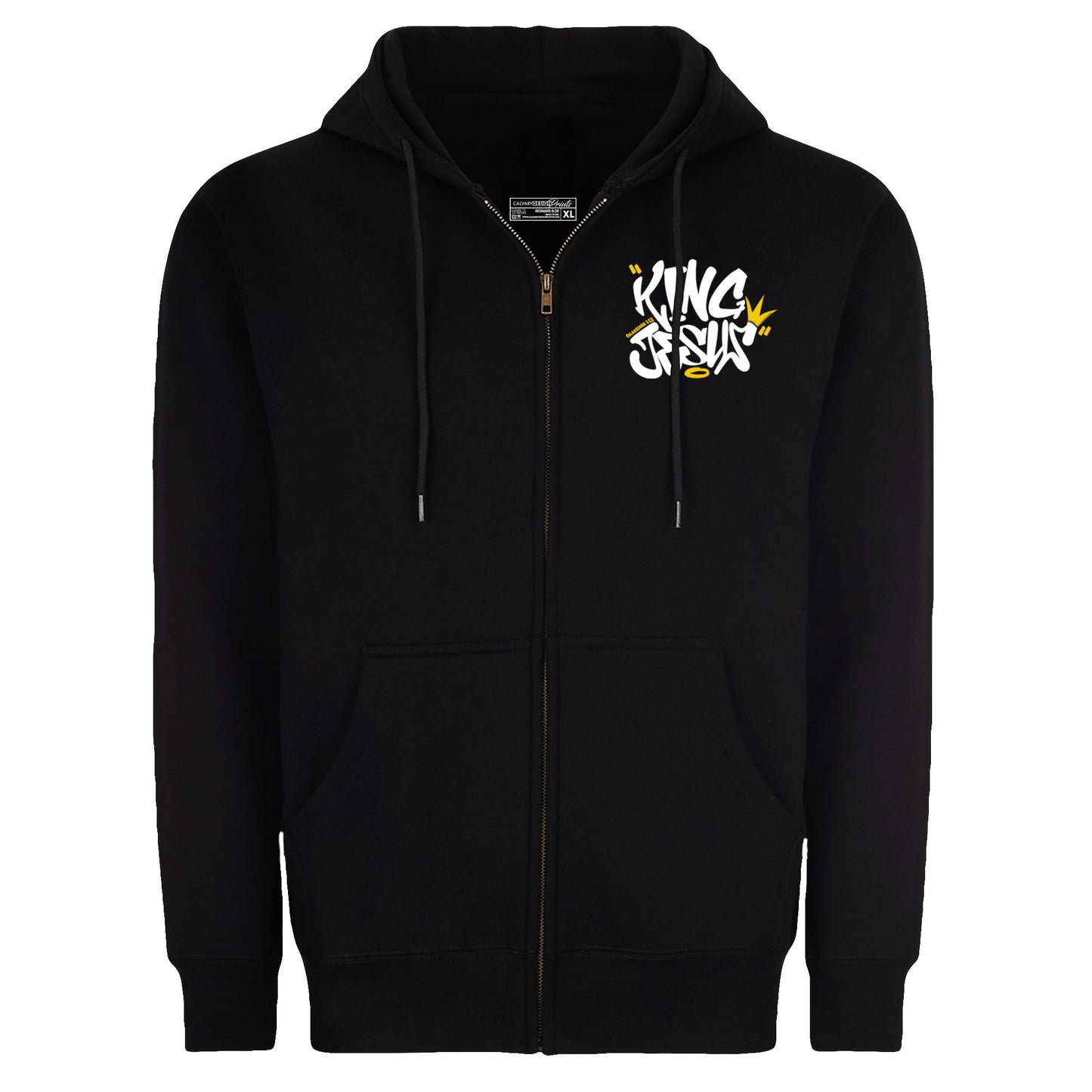 Black hoodie with 'King of the Hill' logo on a white background