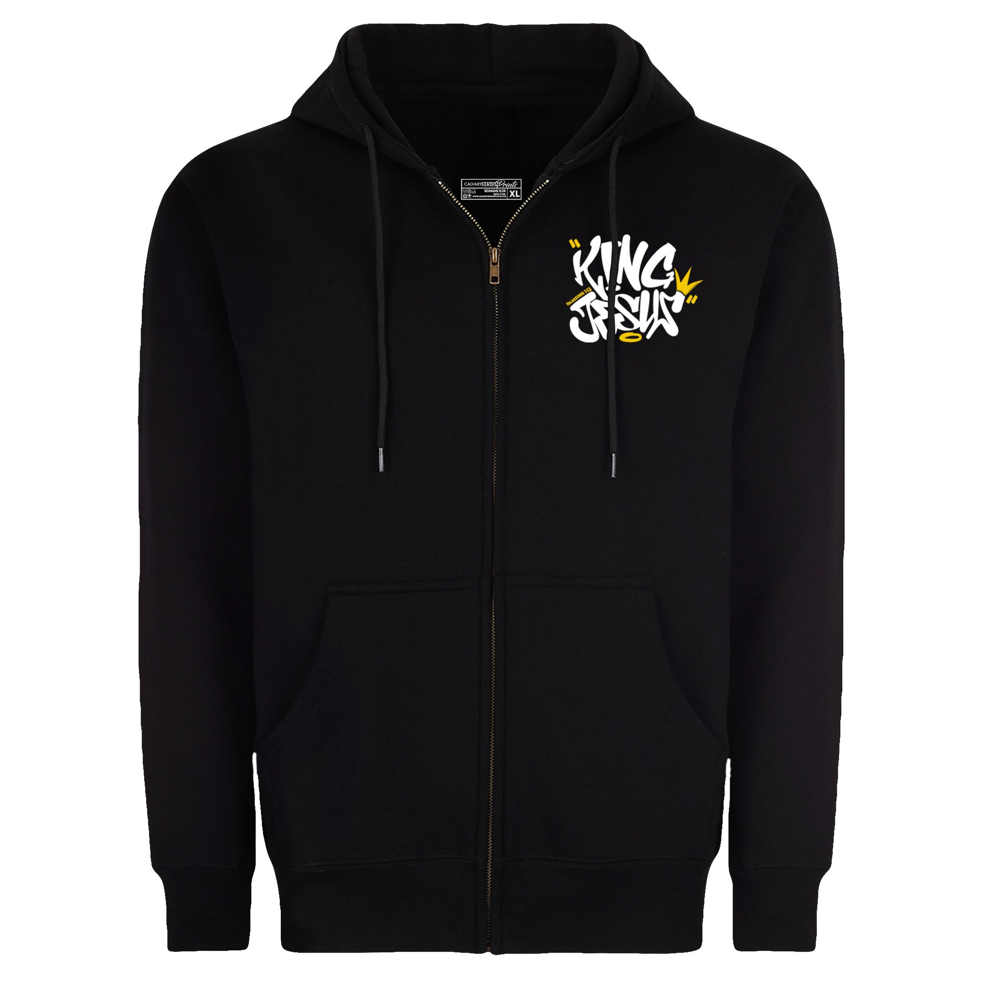 Black hoodie with 'King of the Hill' logo on a white background