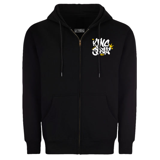 Black hoodie with 'King of the Hill' logo on a white background