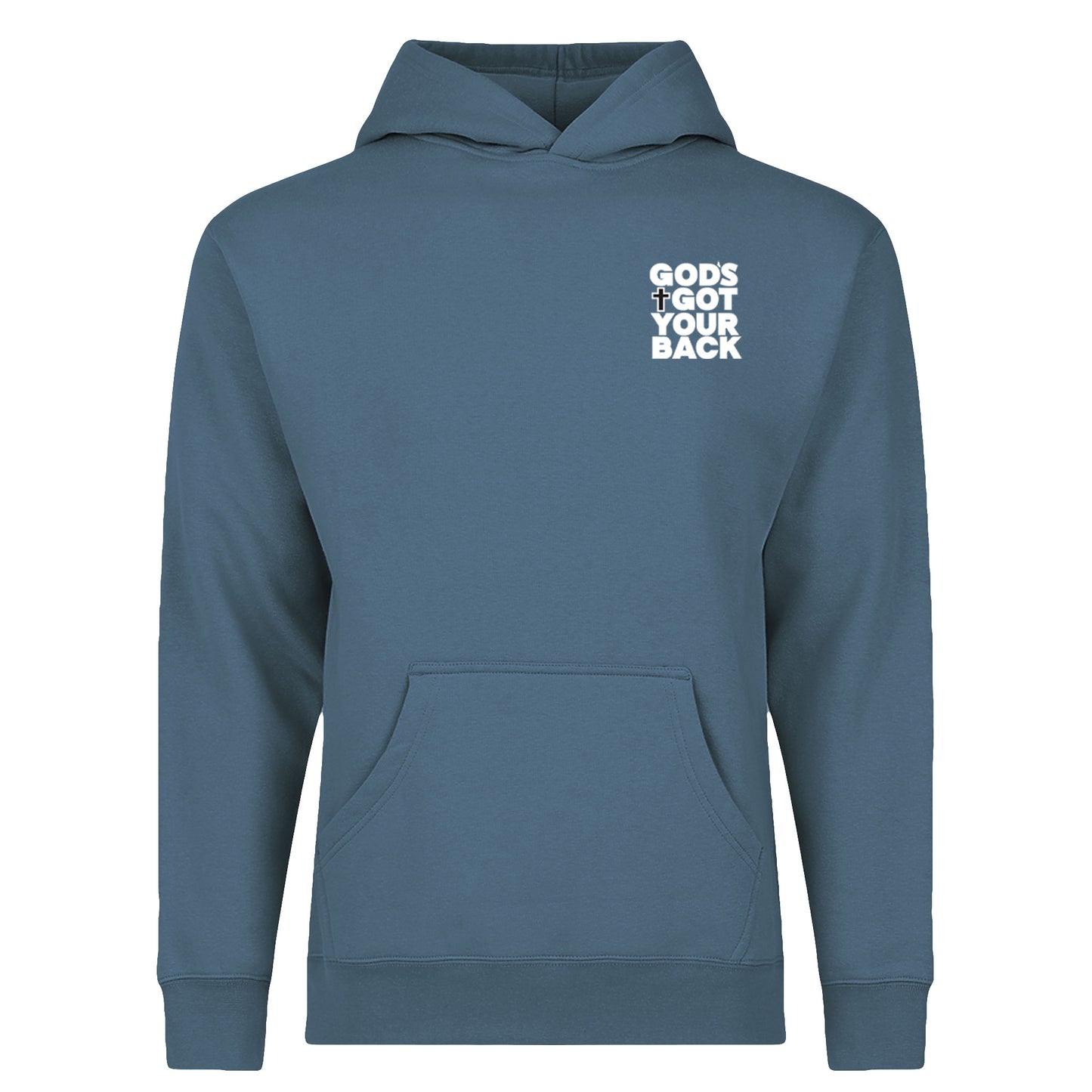 God’s Got Your Back Hoodie – Christian 12oz Heavyweight Hoodie in Dusty Blue | Faith-Based Comfort & Style