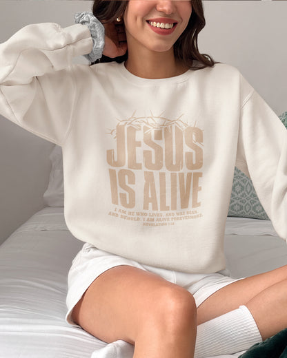 Jesus Is Alive Christian Resurrection Sweatshirt | Revelation 1:18