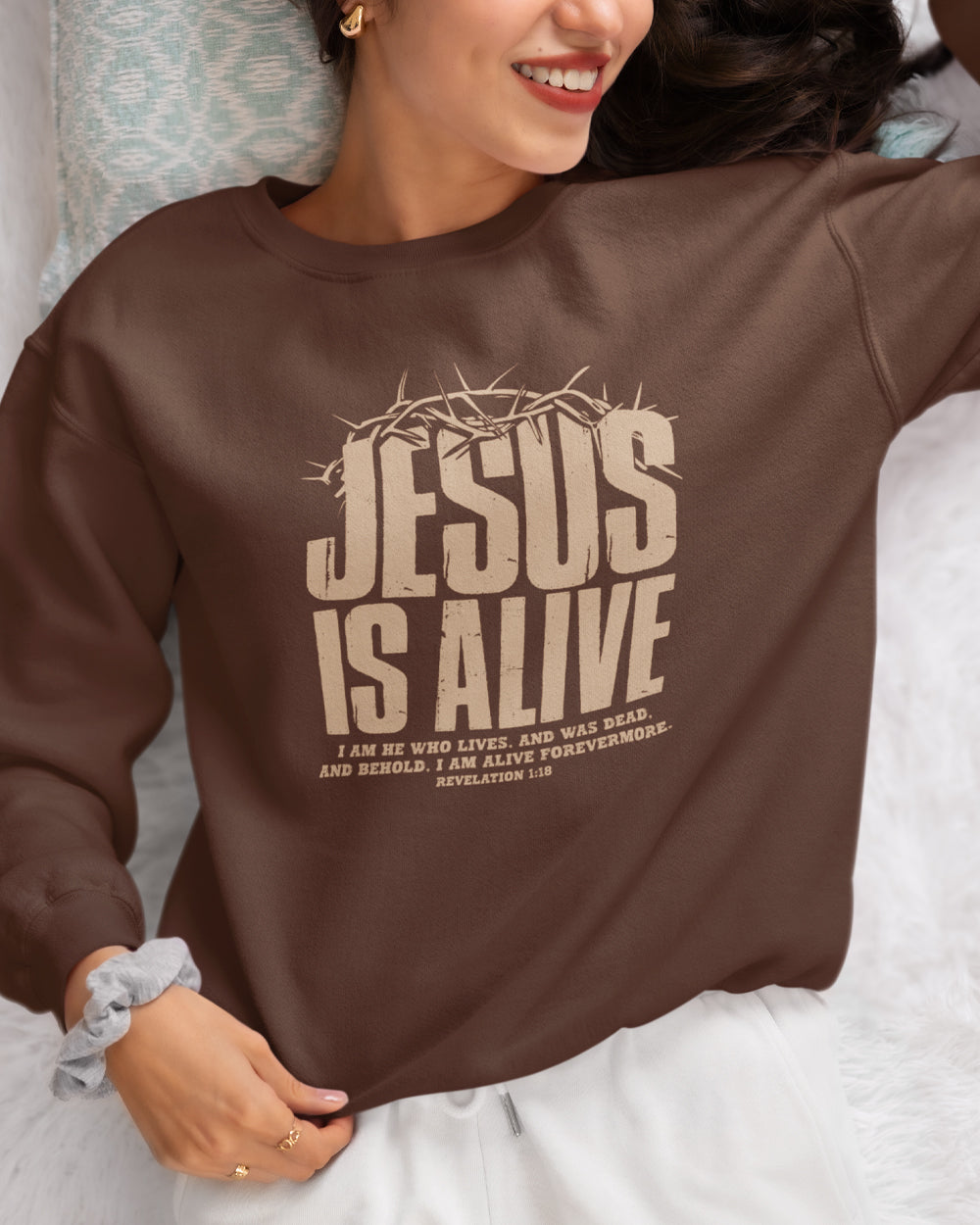 Jesus Is Alive Christian Resurrection Sweatshirt | Revelation 1:18