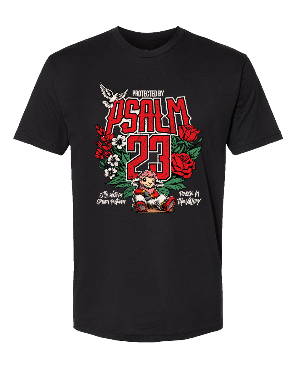 Protected by Psalm 23 Christian Streetwear T-Shirt – Faith & Scripture Graphic Tee