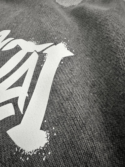 Tetelestai Deep Fog Grunge Hoodie | John 19:30 Christian Streetwear | Yeshua Sleeve Faith Hoodie