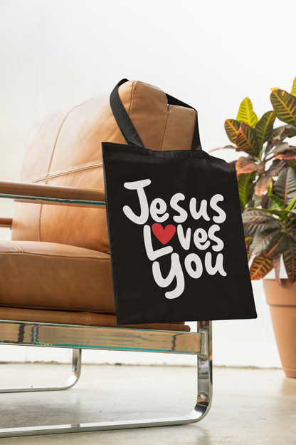 Jesus Loves You Heavy Canvas Tote Bag - Carry Your Faith Everywhere