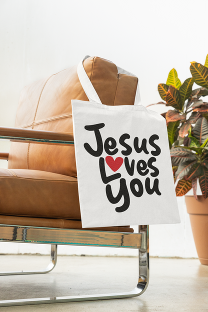 Jesus Loves You Heavy Canvas Tote Bag - Carry Your Faith Everywhere