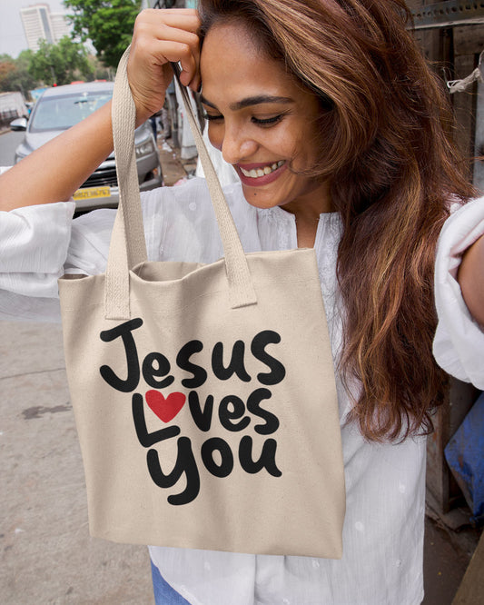 Jesus Loves You Heavy Canvas Tote Bag