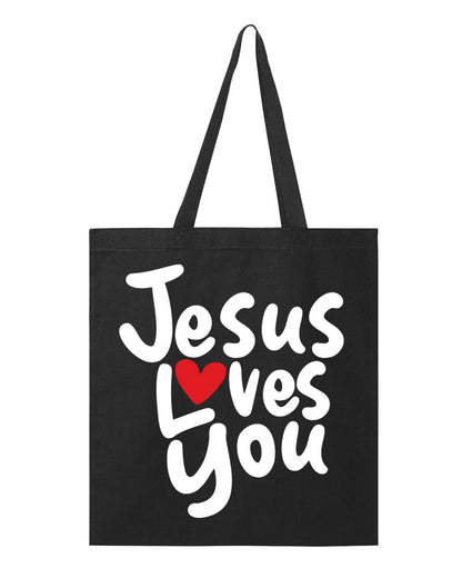 Jesus Loves You Heavy Canvas Tote Bag - Carry Your Faith Everywhere