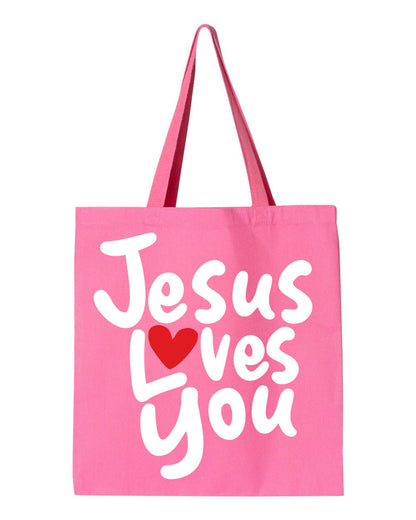 Jesus Loves You Heavy Canvas Tote Bag - Carry Your Faith Everywhere