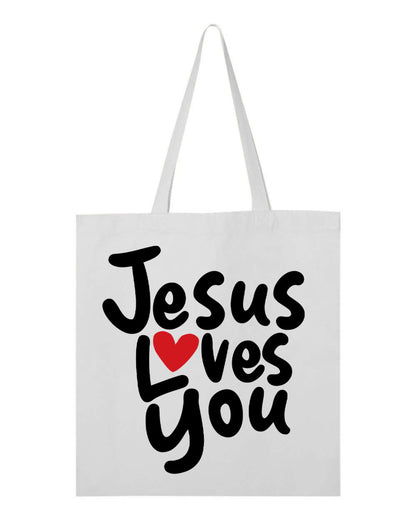 Jesus Loves You Heavy Canvas Tote Bag - Carry Your Faith Everywhere