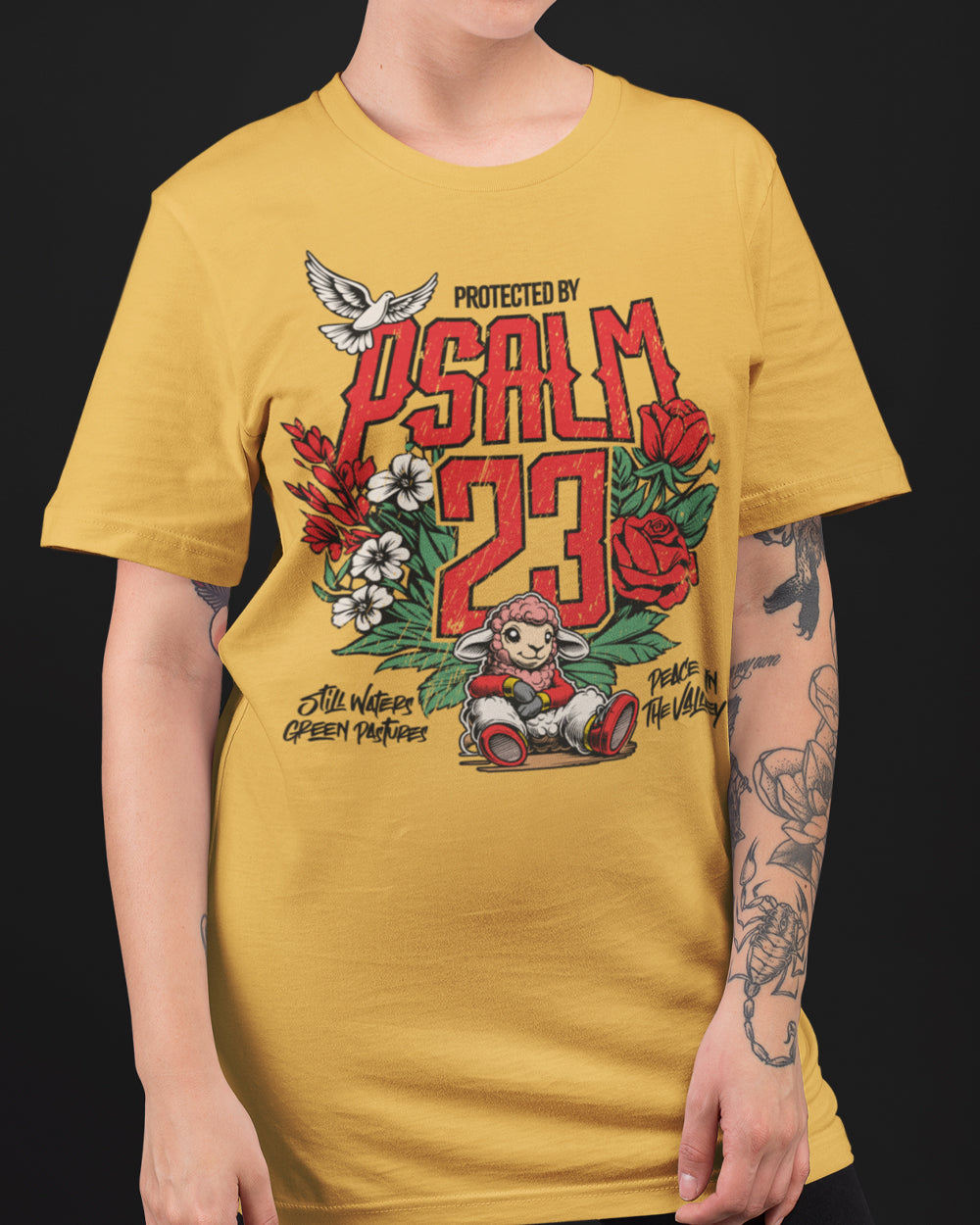 Protected by Psalm 23 Christian Streetwear T-Shirt – Faith & Scripture Graphic Tee