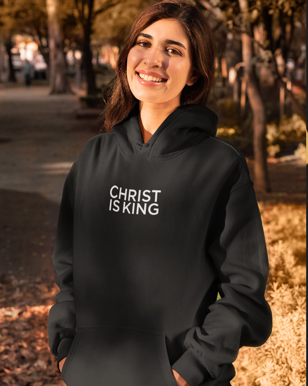 Christ is King – Minimalist Fleece-Lined Black Hoodie
