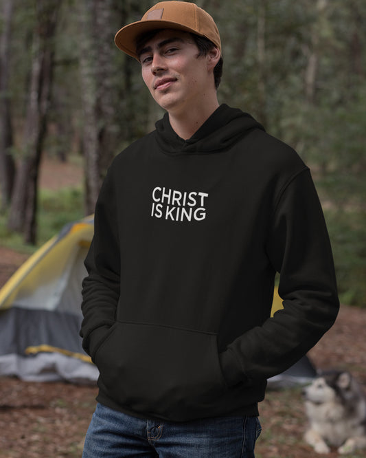 Christ is King – Minimalist Fleece-Lined Black Hoodie
